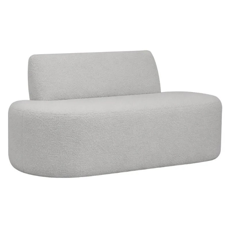 Sofá Reto 02 Lugares 150cm Mônaco Bouclé Cinza Claro - Nexta Casa - Nexta Casa