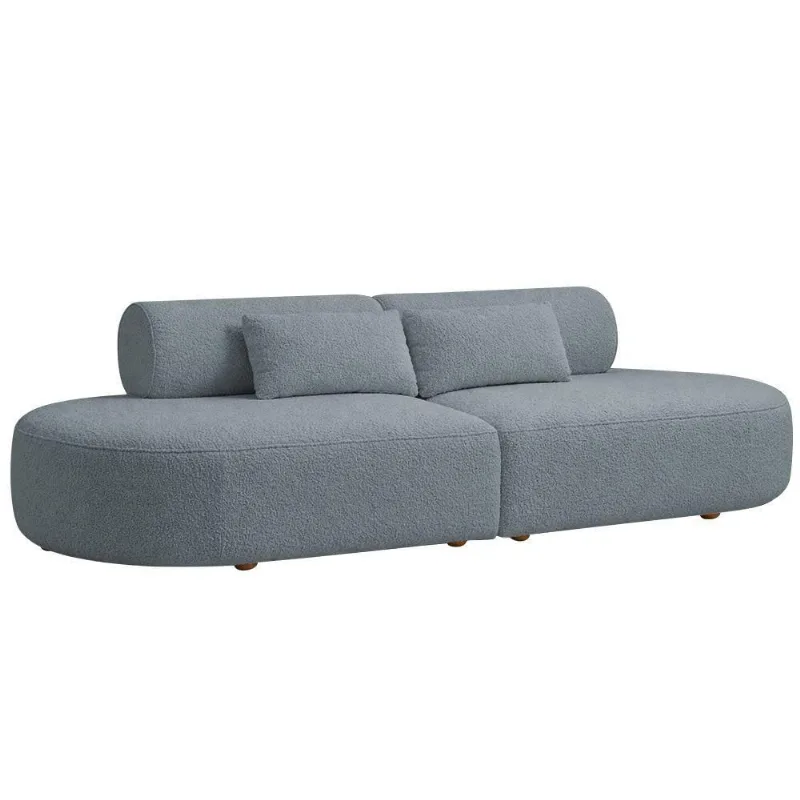 Sofá Orgânico Horizonte 4 Lugares 230cm Bouclé Azul Claro - Nexta Casa - Nexta Casa