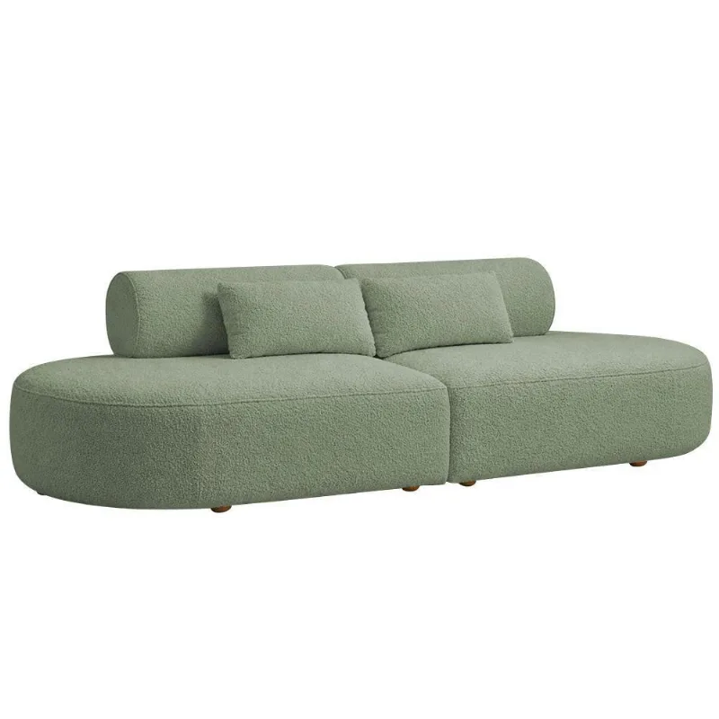 Sofá Orgânico Horizonte 4 Lugares 230cm Bouclé Verde Claro - Nexta Casa - Nexta Casa