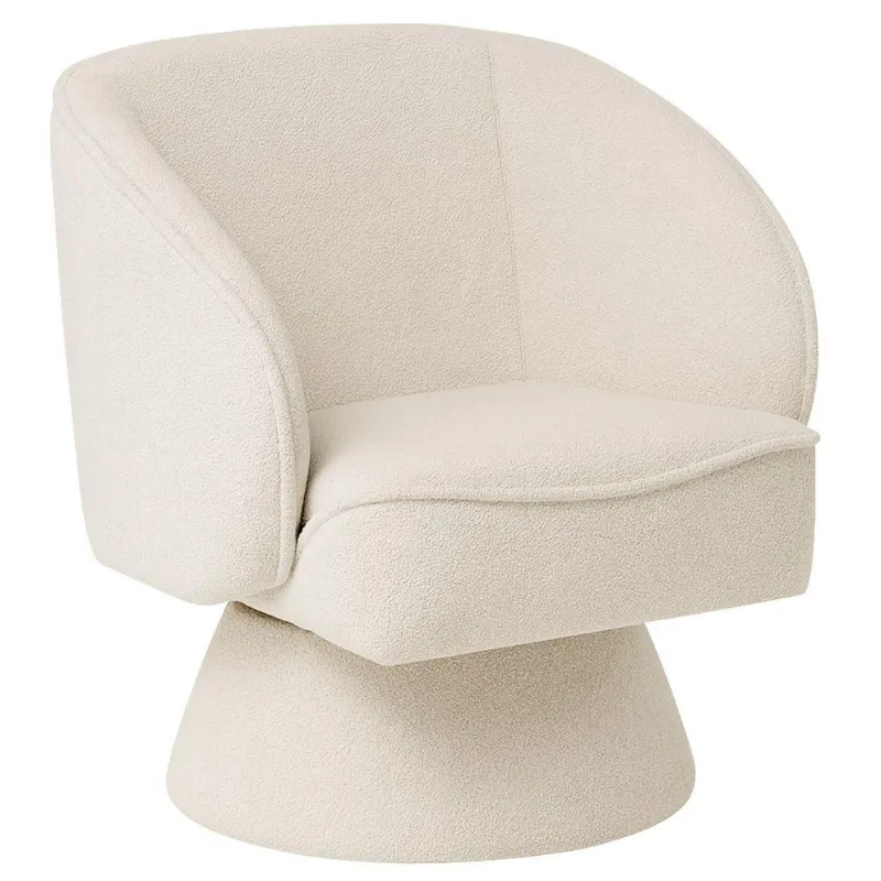 Poltrona Decorativa Agnes Giratória Bouclé Off White - Nexta Casa