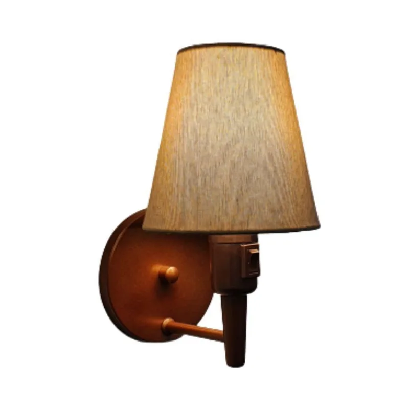 Arandela Cone Md-2013 Cobre Com Liga E Desliga Cúpula Tecido Palha Bivolt