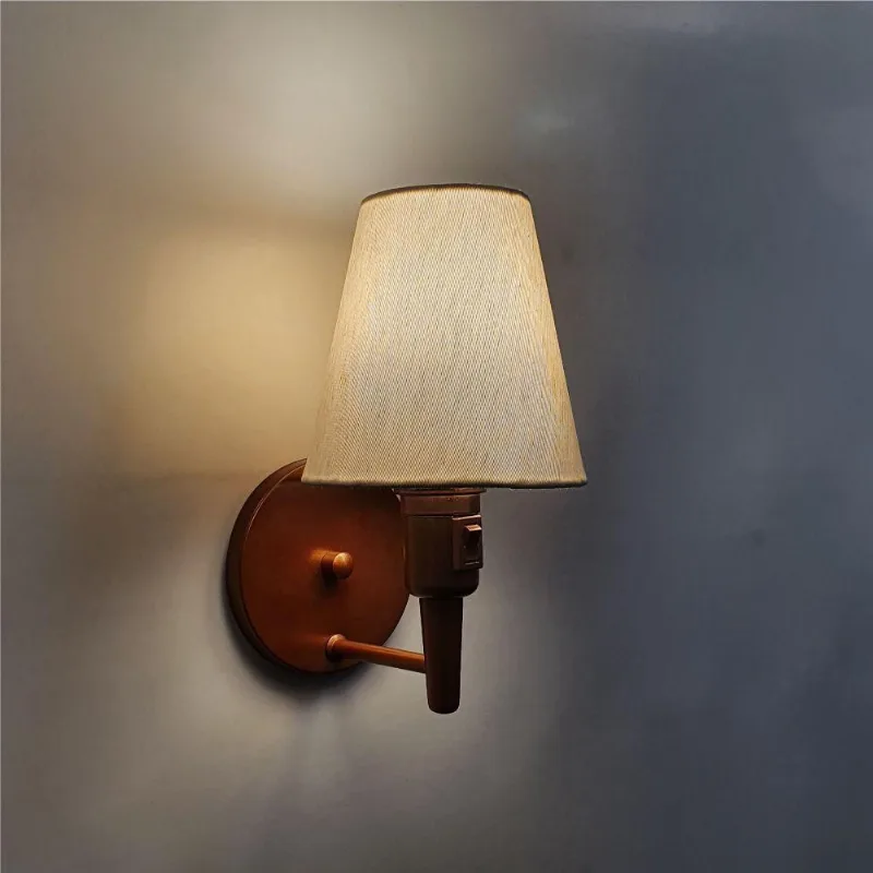 Arandela Cone Md-2013 Cobre Com Liga E Desliga Cúpula Tecido Algodão Cru Bivolt