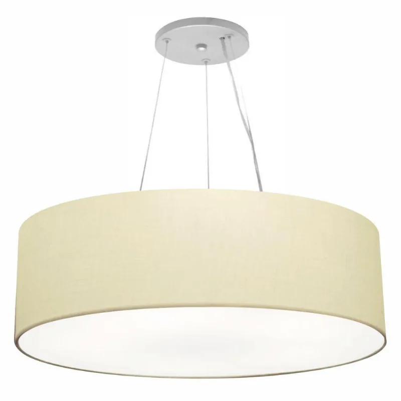 Lustre Pendente Cilíndrico Cúpula Em Tecido 100X30Cm Algodão Crú Bivolt - Vivare Brasil Iluminação