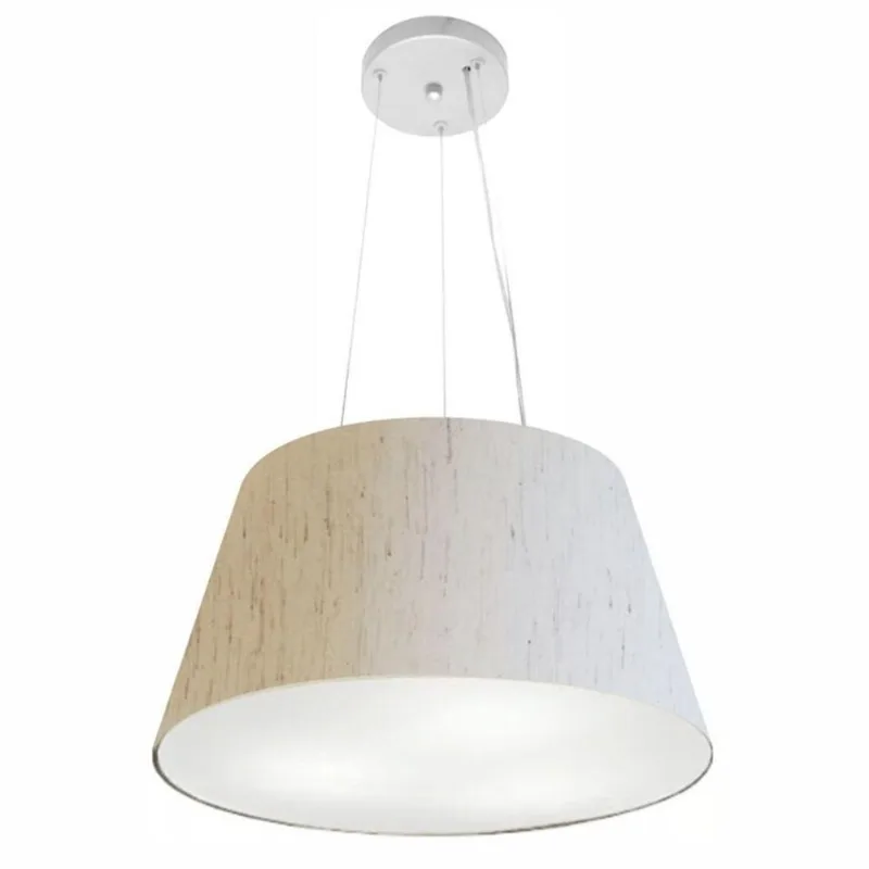 Pendente Cone Linho Bege Mj-4001 Para Mesa De Jantar E Estar