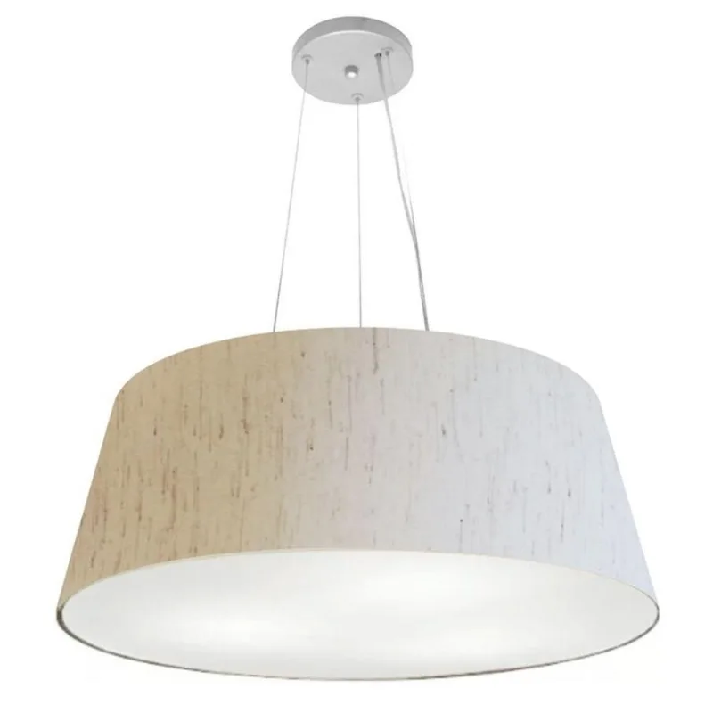 Pendente Cone Linho Bege Mj-4002 Para Mesa De Jantar E Estar