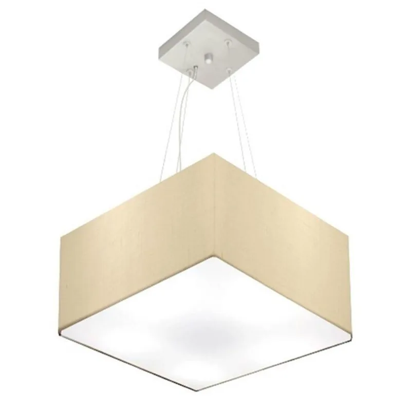 Pendente Quadrado Bege Mj-4005 Para Mesa De Jantar E Estar