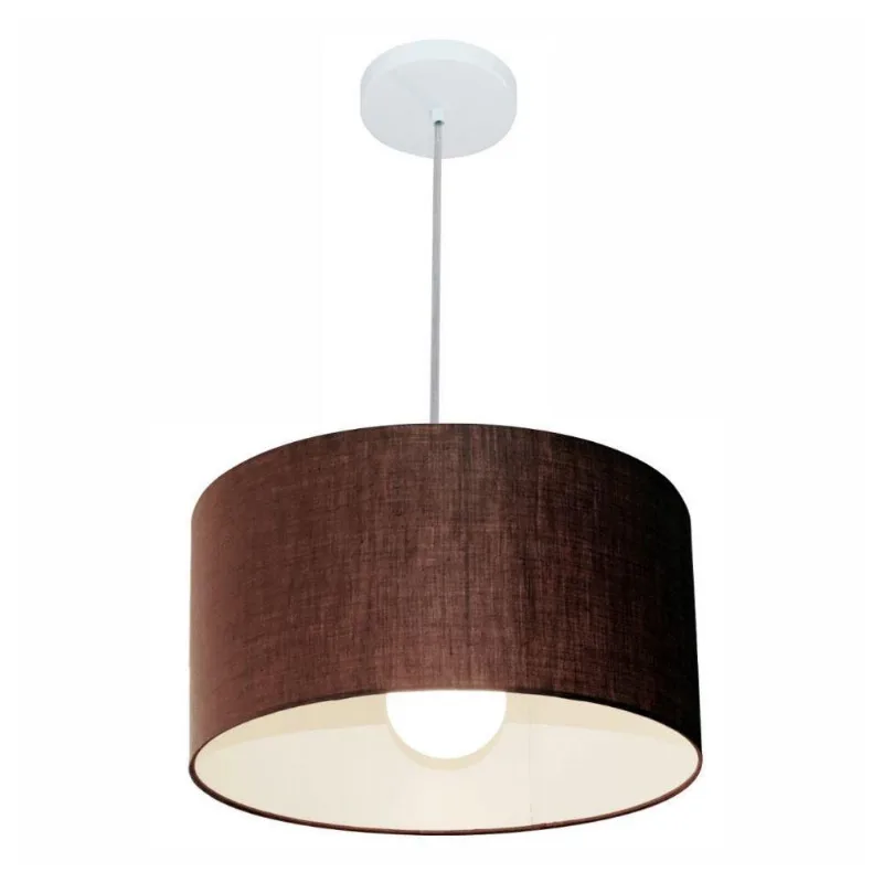Pendente Cilíndrico Café Mj-4031 Para Mesa De Jantar E Estar