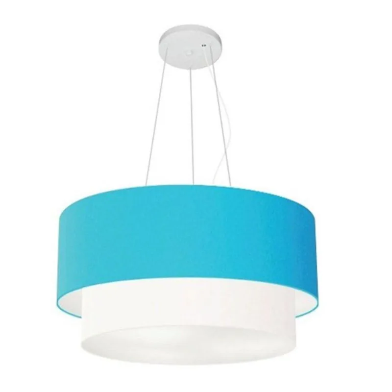 Pendente Cilíndrico Azul Turquesa e Branco Mj-4061