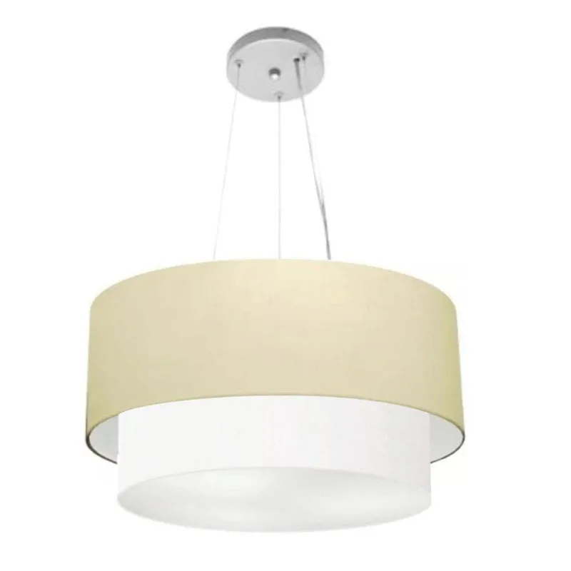 Pendente Cilíndrico Bege E Branco Mj-4061