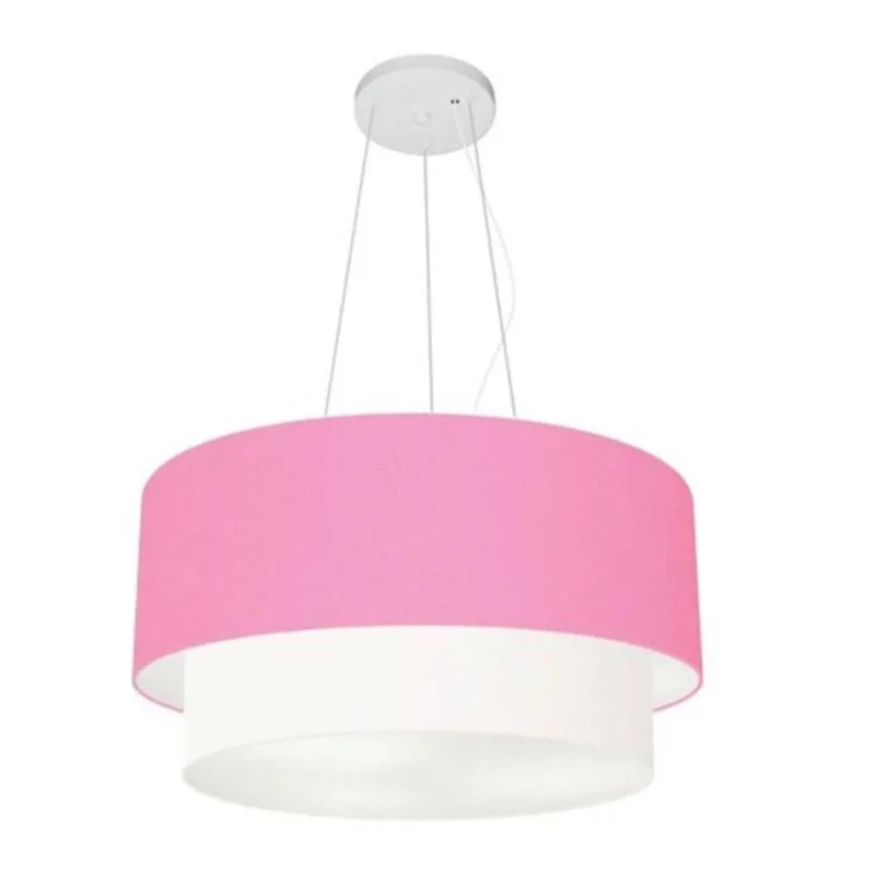 Pendente Cilíndrico Rosa E Branco Mj-4061