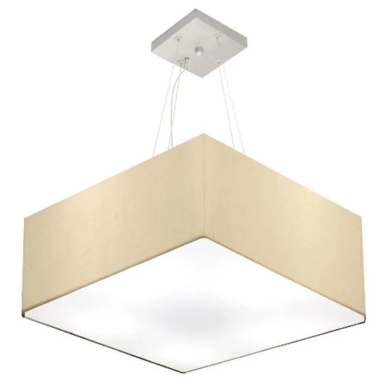 Pendente Quadrado Bege Mj-4065 Para Mesa De Jantar E Estar
