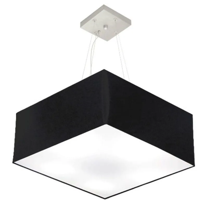 Pendente Quadrado Preto Mj-4065 Para Mesa De Jantar E Estar - Vivare Brasil Iluminação