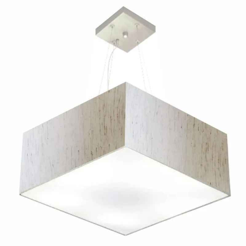 Pendente Quadrado Linho Bege Mj-4071 - Vivare Brasil Iluminação