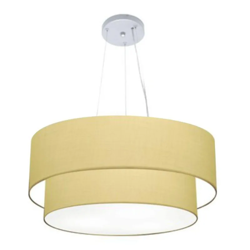 Pendente Cilíndrico Bege Mj-4073 Para Mesa De Jantar