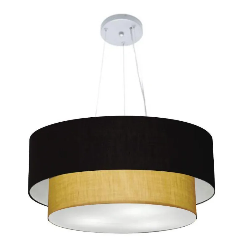 Pendente Cilíndrico Preto e Palha Mj-4073
