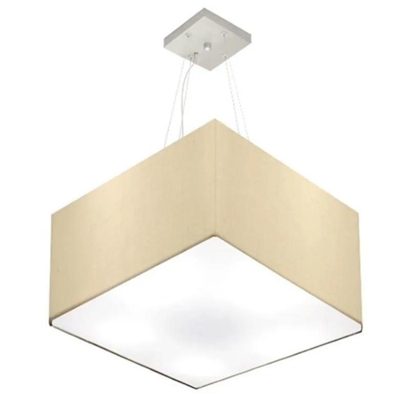 Pendente Quadrado Bege Mj-4075 Para Mesa De Jantar E Estar