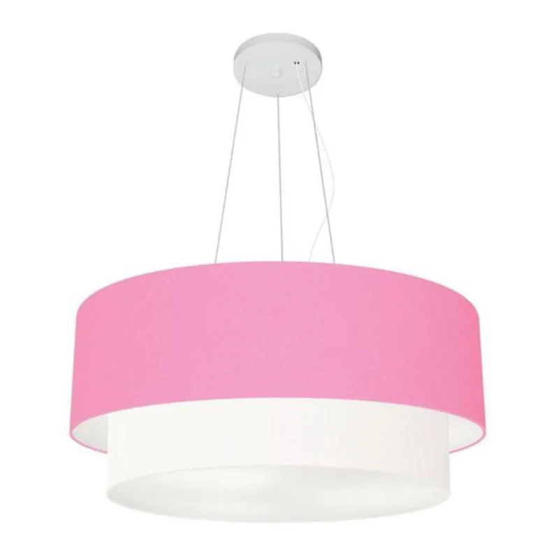 Pendente Cilíndrico Rosa E Branco Mj-4082
