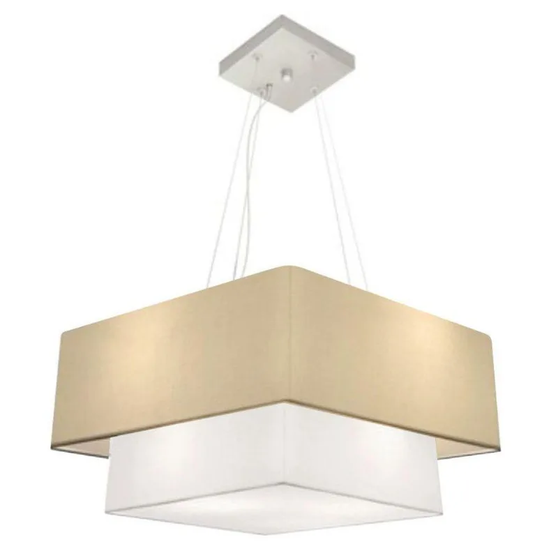 Pendente Quadrado Bege Mj-4083 Para Mesa De Jantar E Estar