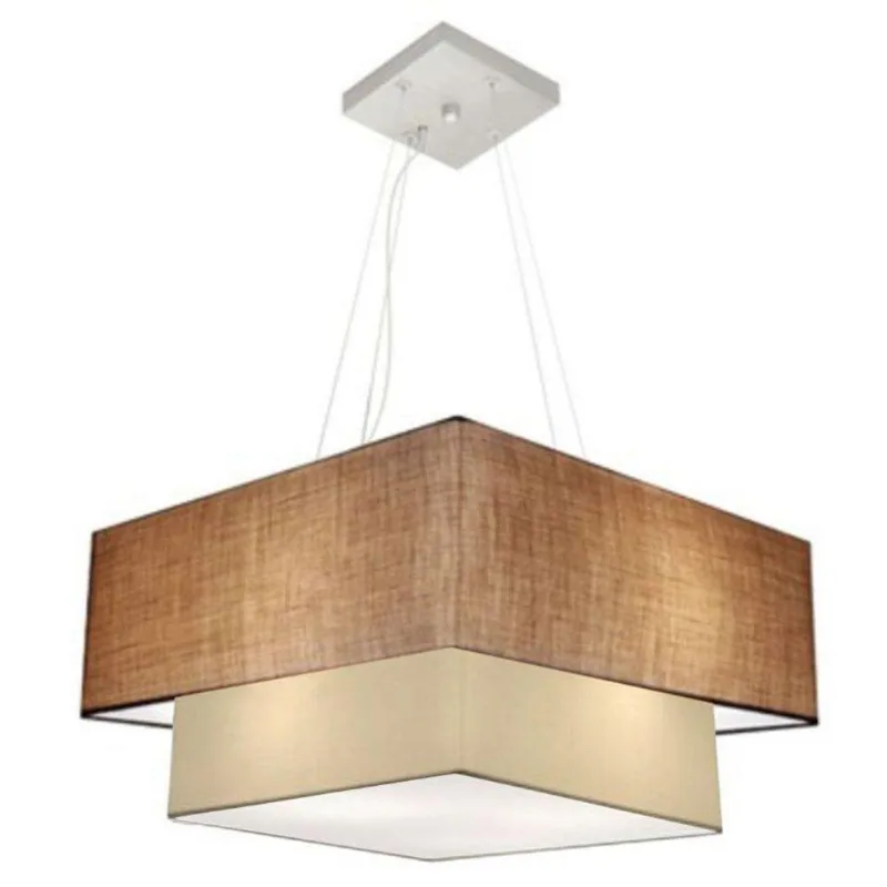 Pendente Quadrado Palha e Bege Mj-4083 - Vivare Brasil Iluminação