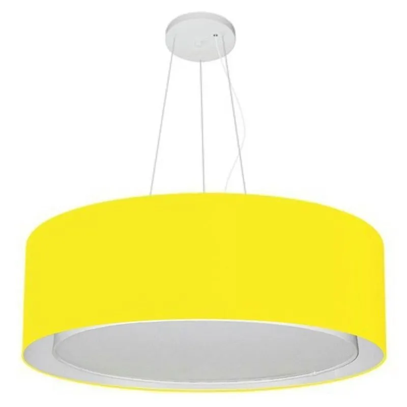 Pendente Cilíndrico Amarelo Mj-4125 Para Mesa De Jantar E Estar