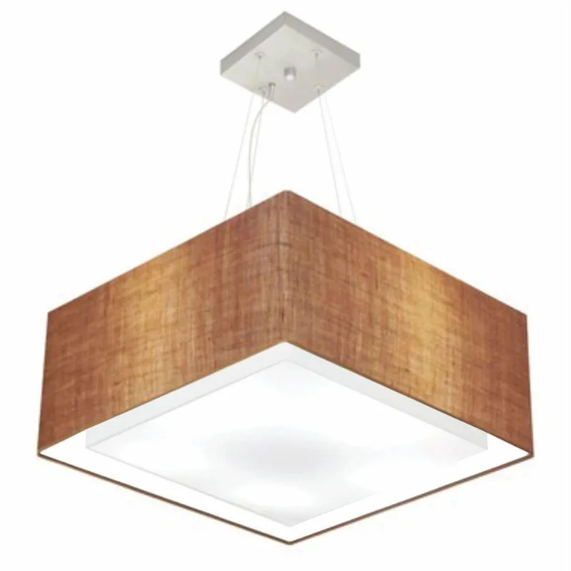 Pendente Quadrado Palha Mj-4127 Para Mesa De Jantar E Estar - Vivare Brasil Iluminação