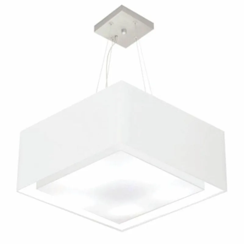 Pendente Quadrado Branco Mj-4128 Para Mesa De Jantar E Estar