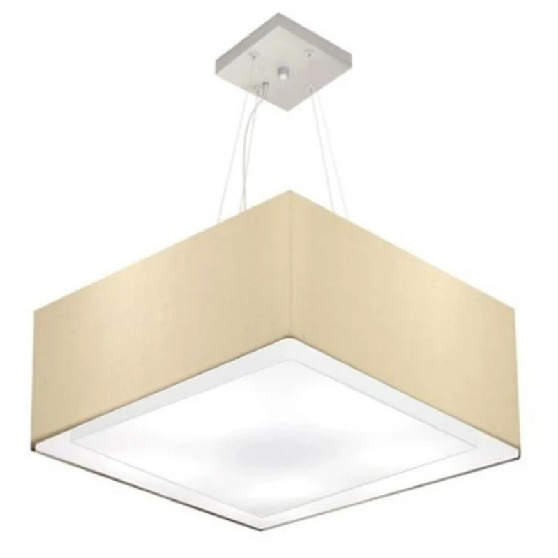 Pendente Quadrado Bege Mj-4128 Para Mesa De Jantar E Estar