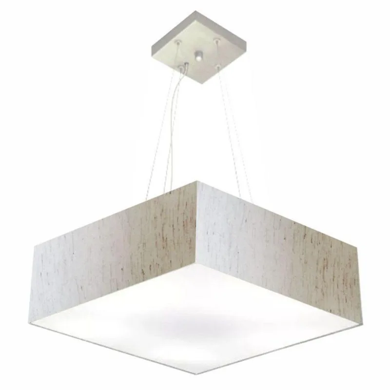 Pendente Quadrado Linho Bege Mj-4137 - Vivare Brasil Iluminação