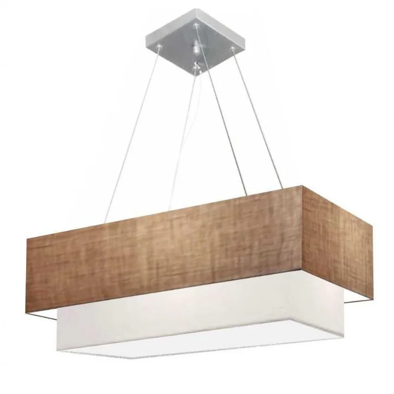 Pendente Retangular Palha E Branco Mj-4138 - Vivare Brasil Iluminação