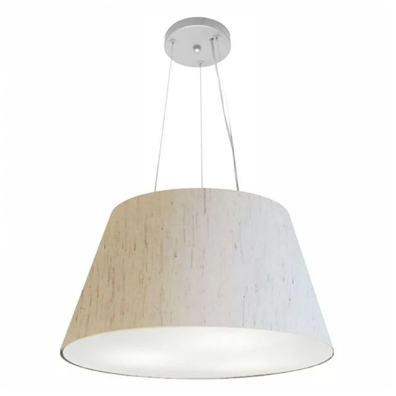 Pendente Cone Linho Bege Mj-4141 Para Mesa De Jantar E Estar