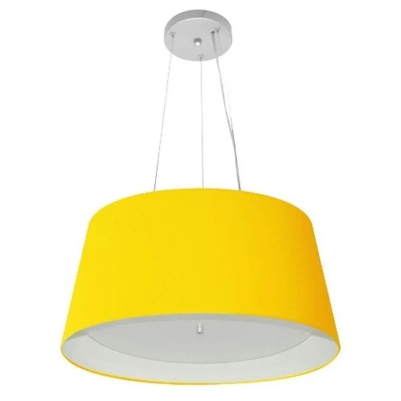 Pendente Cone Amarelo E Branco Mj-4144 Para Mesa De Jantar E Estar