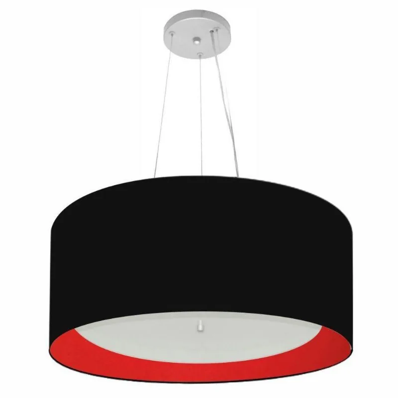 Pendente Cilíndrico Preto E Vermelho Mj-4145