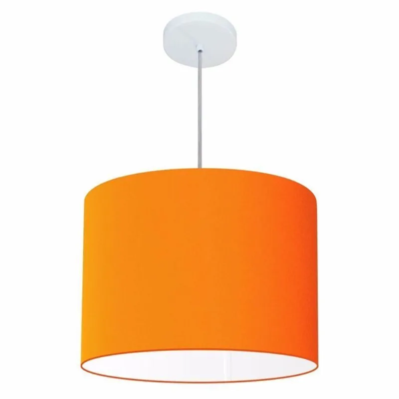 Pendente Cilíndrico Laranja Mj-4146 Para Mesa De Jantar E Estar