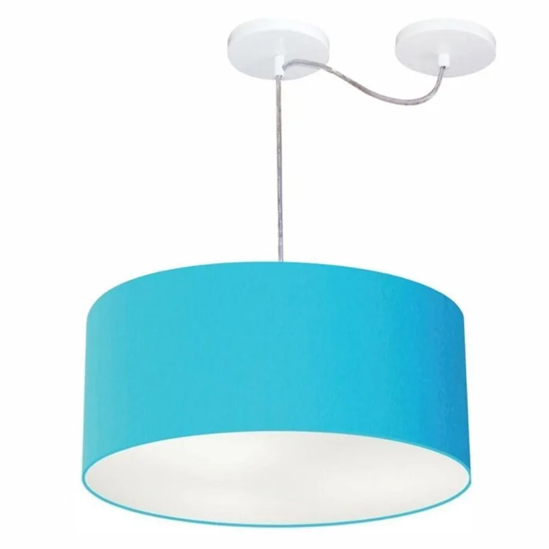 Pendente Cilíndrico Com Desvio Azul Turquesa Mj-4147