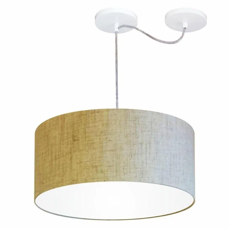 Pendente Cilíndrico Com Desvio Rustico Bege Mj-4151