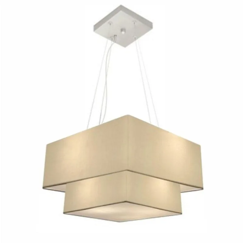 Pendente Quadrado Bege Mj-4157 Para Mesa De Jantar