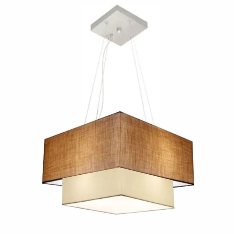 Pendente Quadrado Palha E Bege Mj-4157 - Vivare Brasil Iluminação