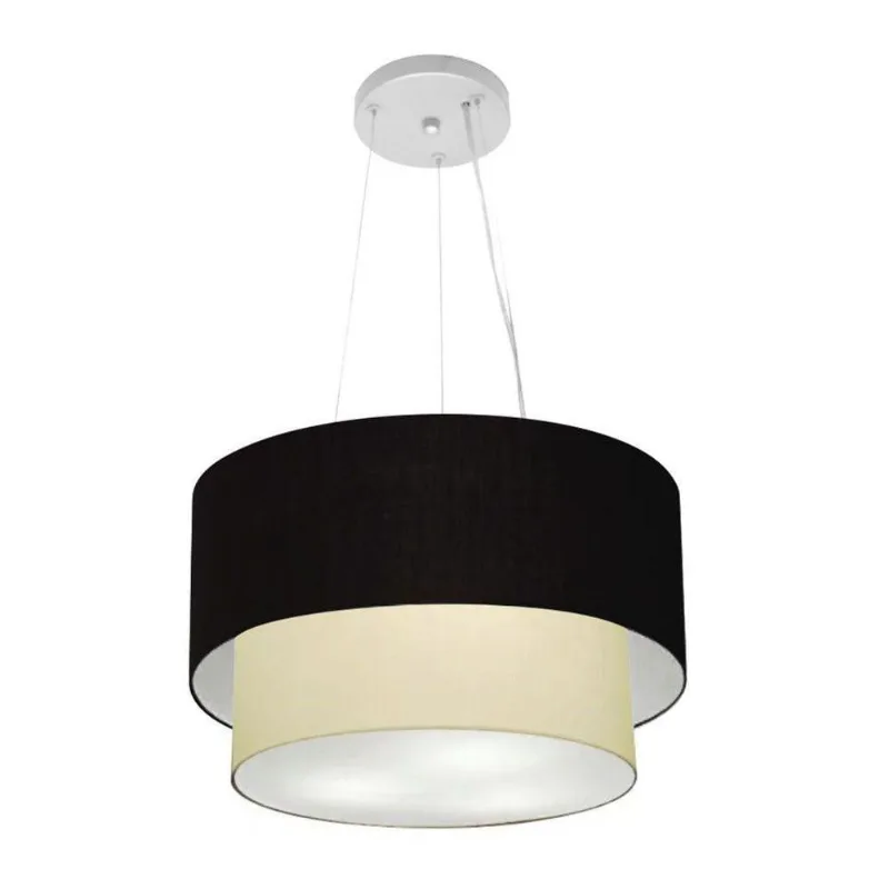 Pendente Cilíndrico Preto E Bege Mj-4158