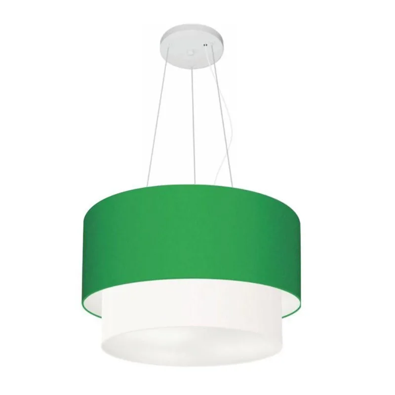 Pendente Cilíndrico Verde Folha E Branco Mj-4158