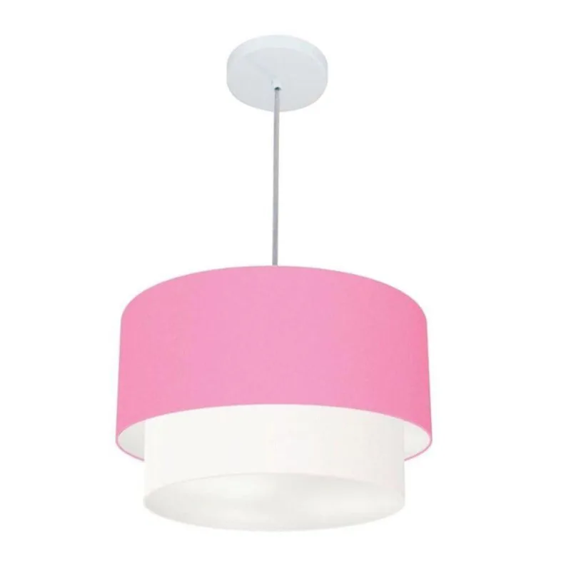 Pendente Cilíndrico Rosa E Branco Mj-4159