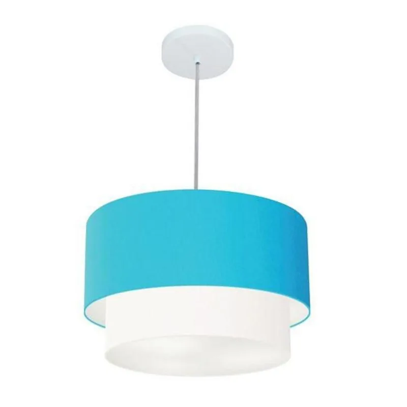 Pendente Cilíndrico Azul Turquesa e Branco Mj-4160
