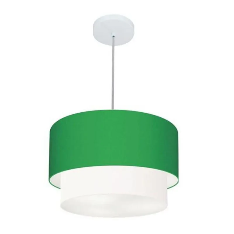Pendente Cilíndrico Verde Folha E Branco Mj-4160