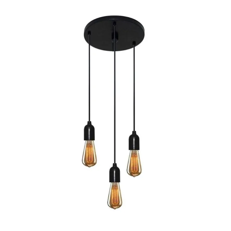 Pendente Quarto Retro Preto Mj-4162-3 - Bivolt - Vivare Brasil Iluminação