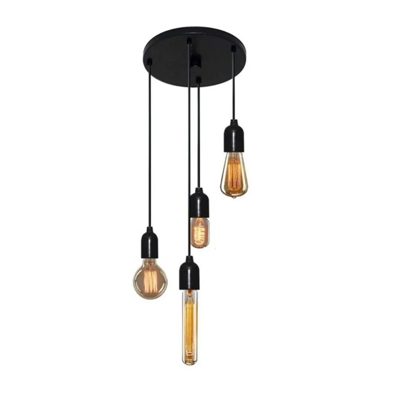 Pendente Quarto Retro Preto Mj-4162-4 - Bivolt - Vivare Brasil Iluminação