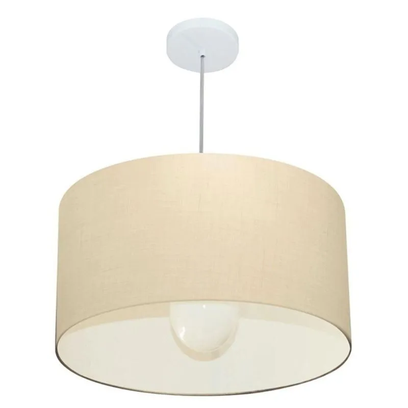 Pendente Cilíndrico Bege Mj-4169 Para Mesa De Jantar E Estar