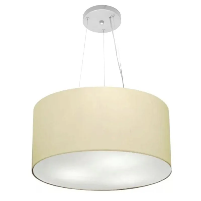 Pendente Cilíndrico Bege Mj-4186 Para Mesa De Jantar E Estar