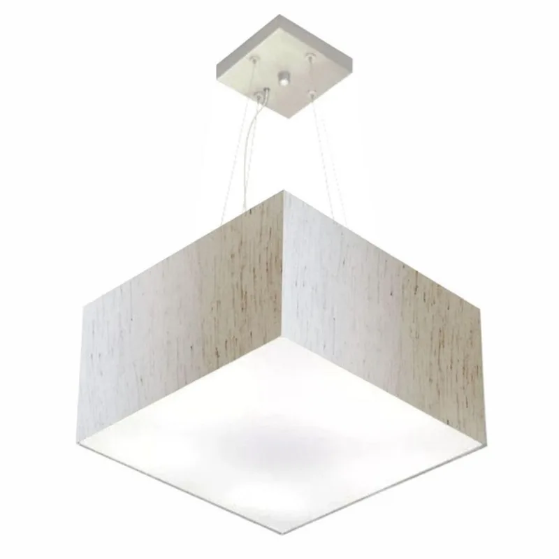 Pendente Quadrado Linho Bege Mj-4197 - Vivare Brasil Iluminação