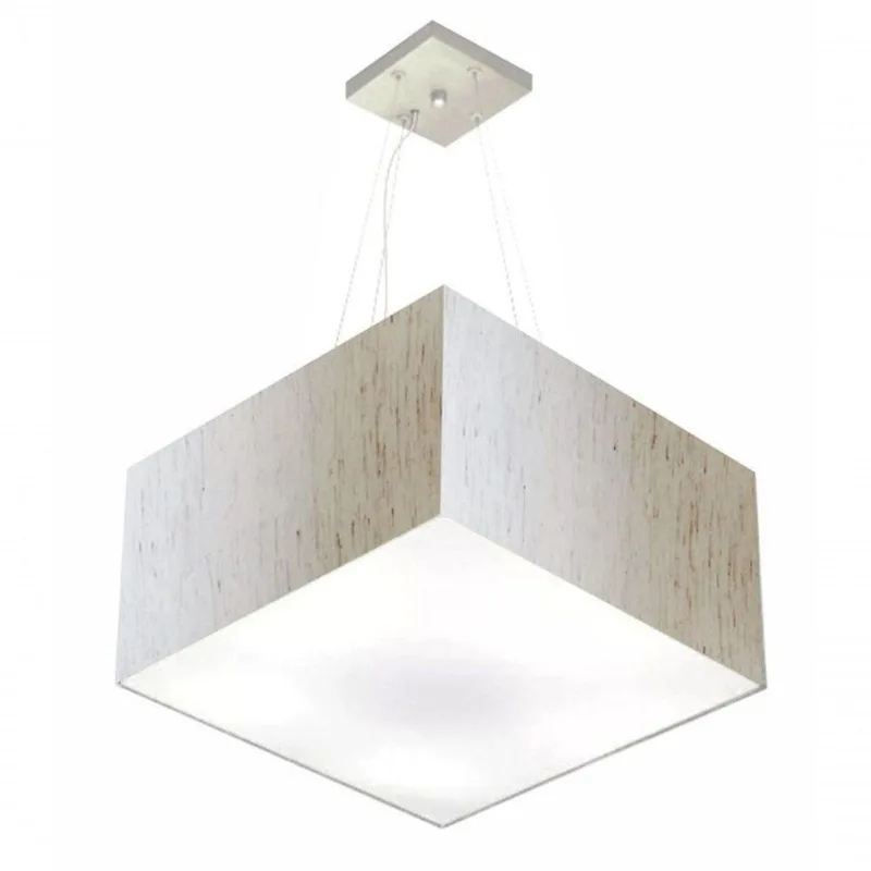 Pendente Quadrado Linho Bege Mj-4199 - Vivare Brasil Iluminação