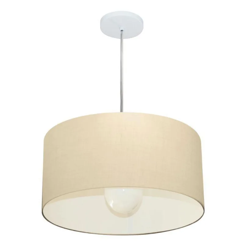 Pendente Cilíndrico Bege Mj-4203 Para Mesa De Jantar E Estar