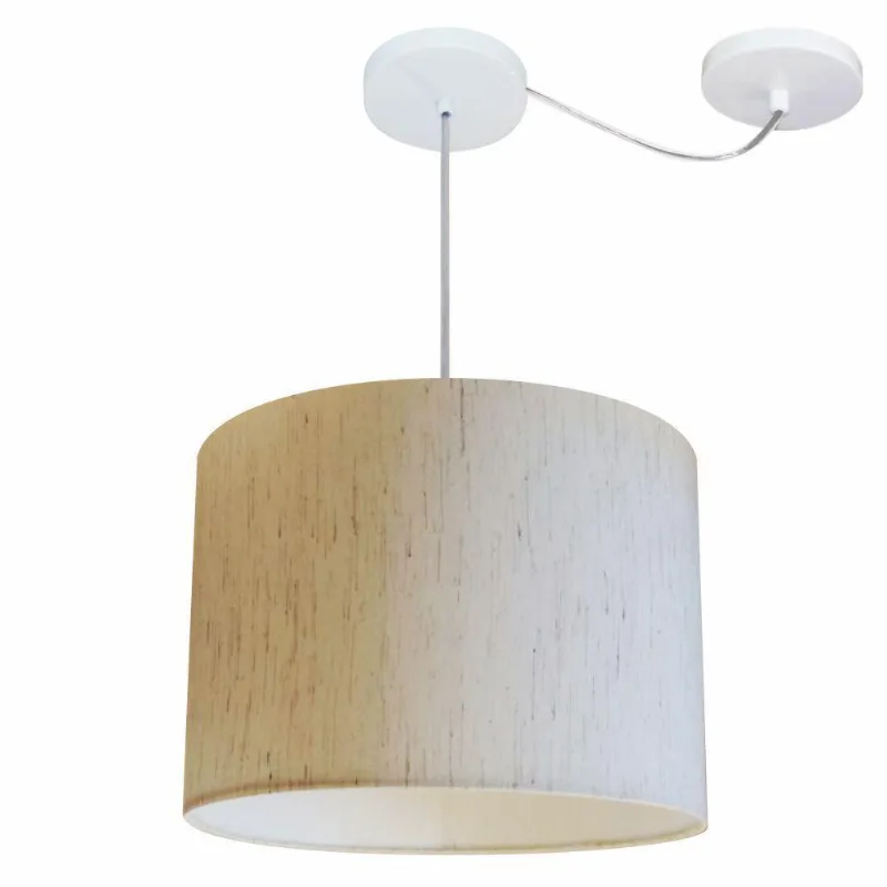Pendente Cilíndrico Com Desvio Linho Bege Mj-4227